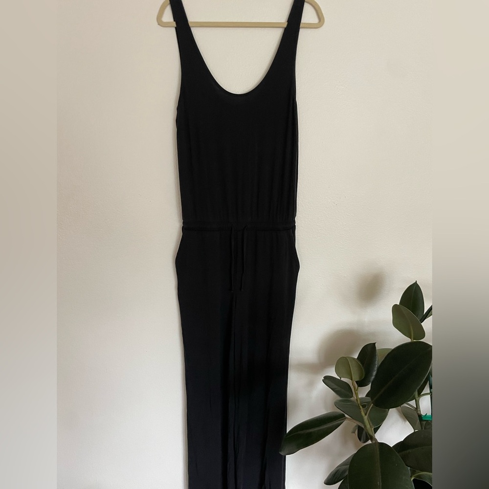 Athleta soft black jumpsuit size 8, flared bottom